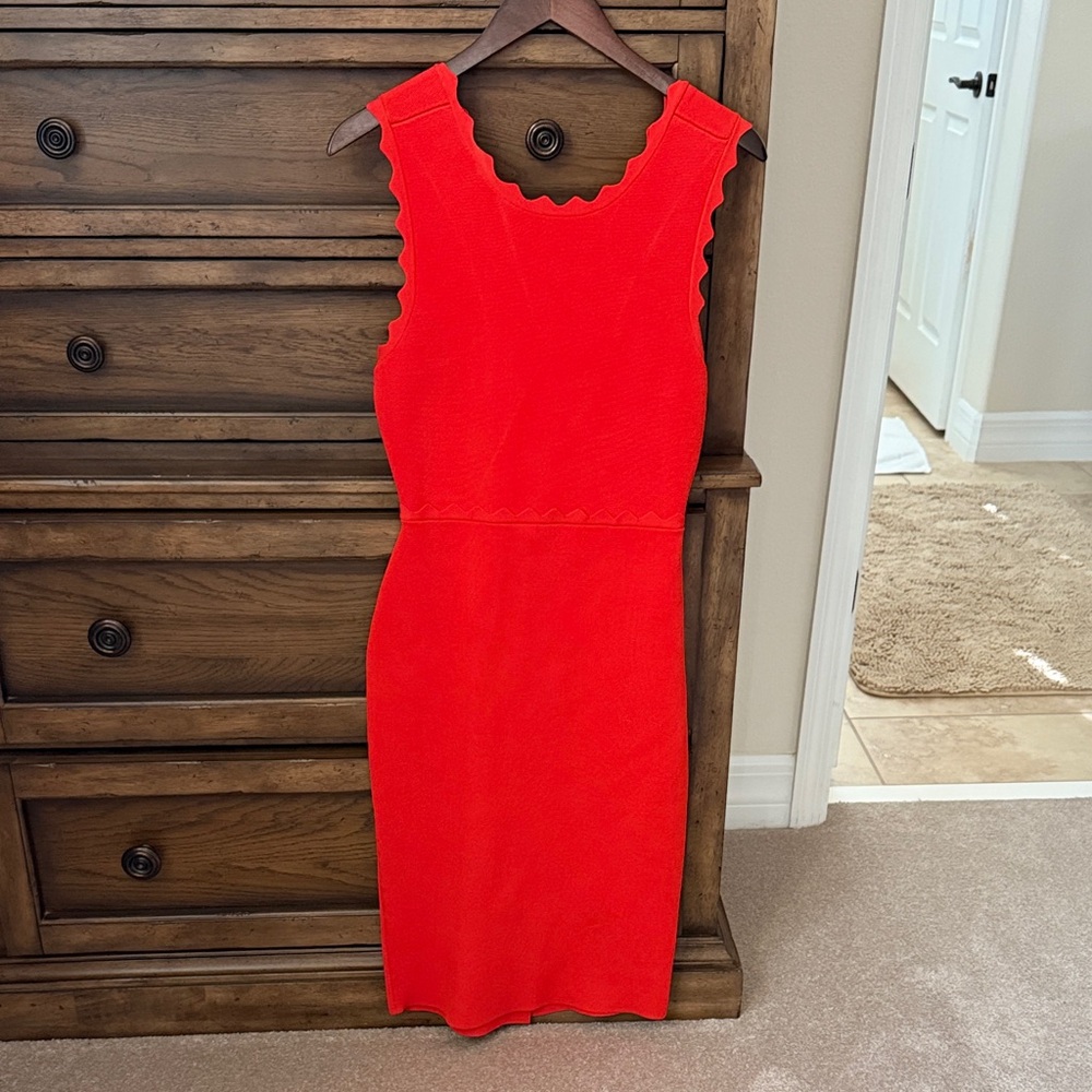 A.L.C. orange Scalloped Midi Dress